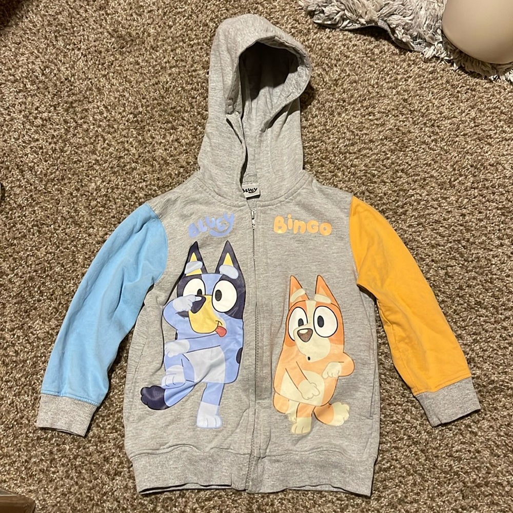5T Kids Blue & Bingo Full Zip Sweatshirt- Small Hole On Right Sleeve